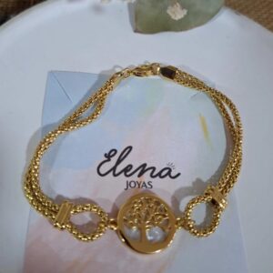 PULSERA ARBOL DE LA VIDA ACERO DORADO
