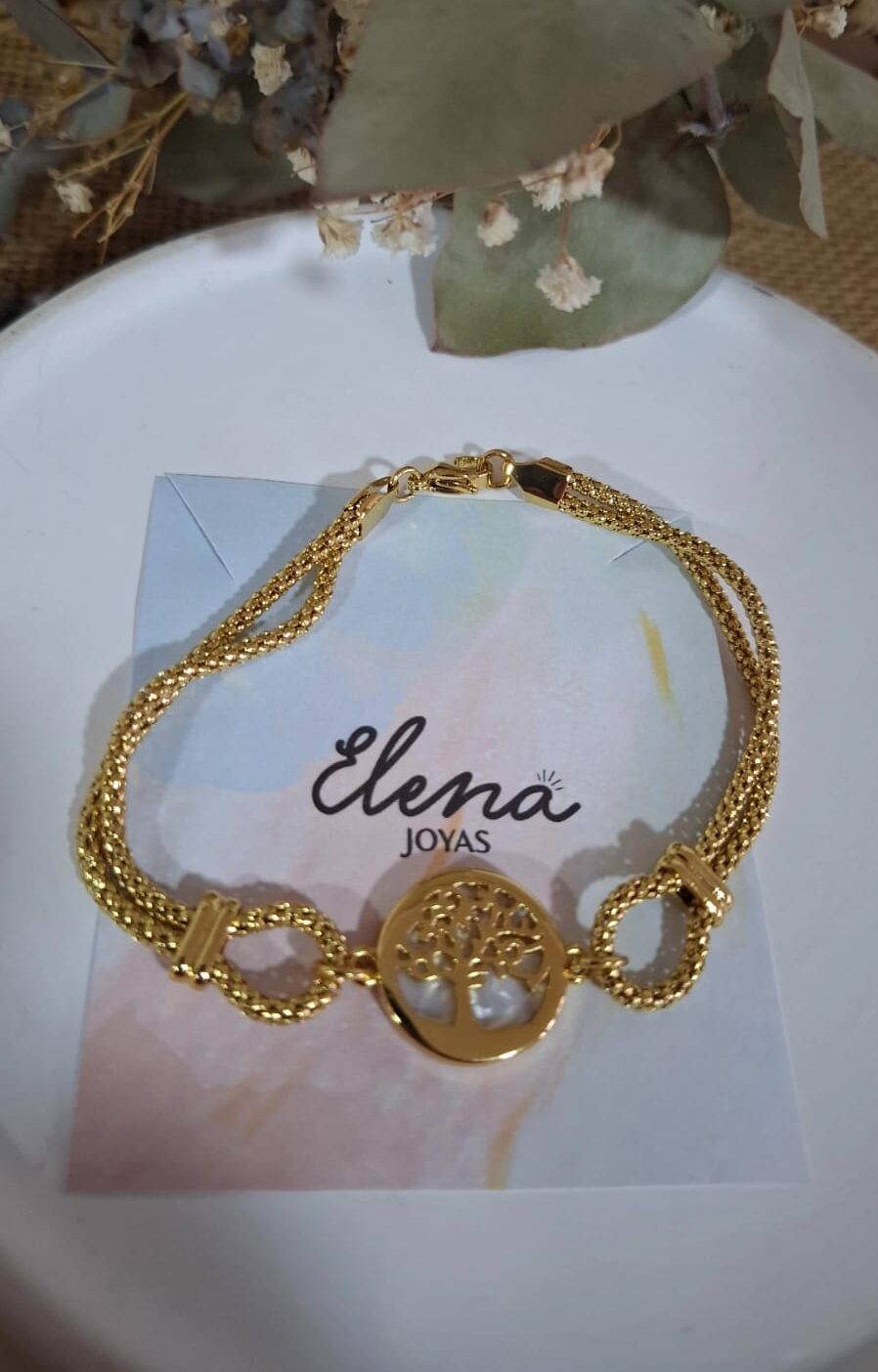 PULSERA ARBOL DE LA VIDA ACERO DORADO